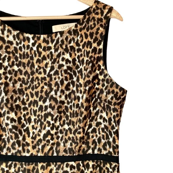 Loft Women’s sleeveless sheath style animal print dress - Sz 10P - Picture 7 of 15